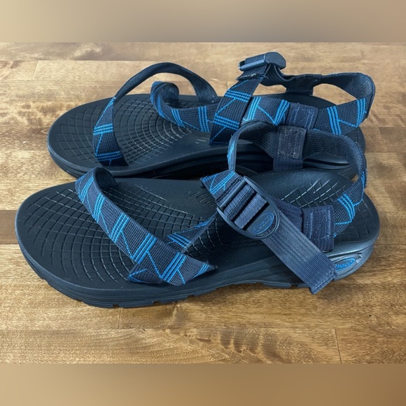 CHACO Men’s Chaco Sandals Like New Blue with Straps Size 12 - Picture 2 of 8